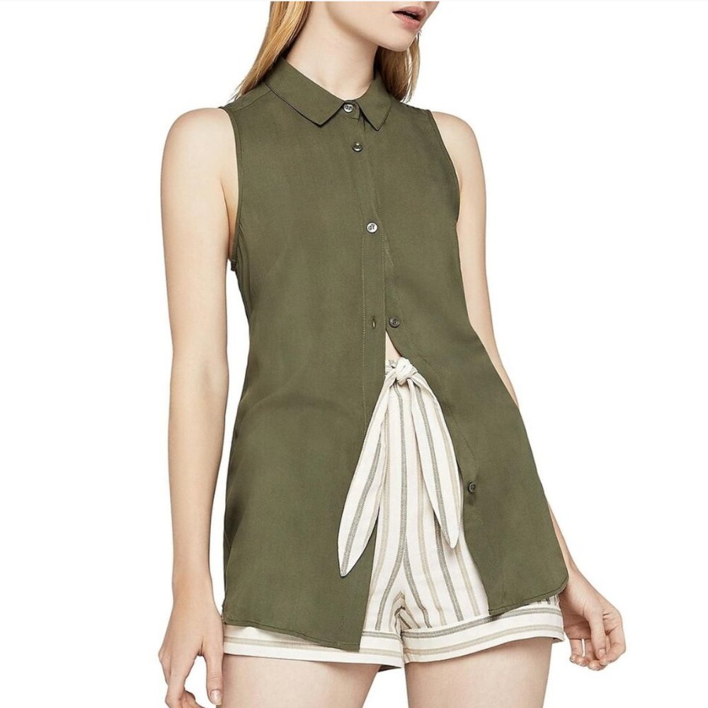 BCBGeneration Back Lace Up Button Up Shirt Top